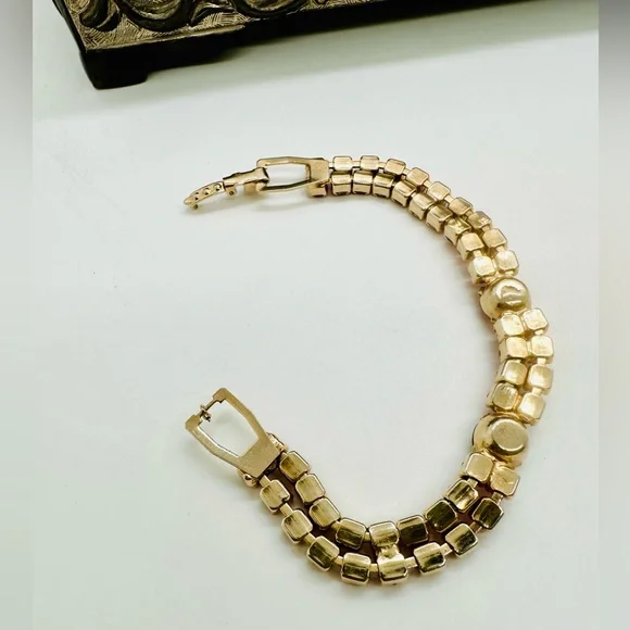 Vintage pink and red rhinestone bracelet